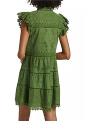 Alice + Olivia Marina Embroidered Tiered Minidress