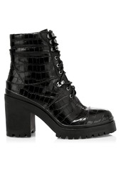 olivia croc embossed combat boot