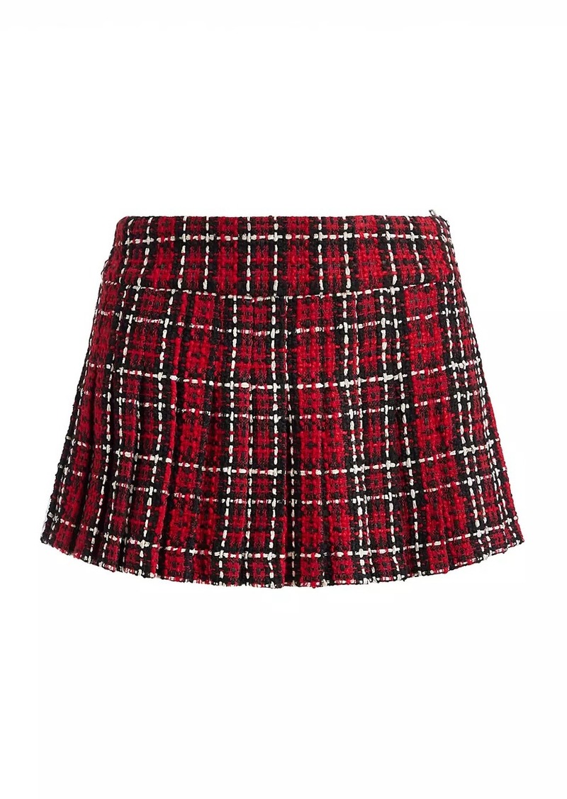 Alice + Olivia Mera Plaid Pleated Miniskirt