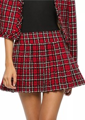 Alice + Olivia Mera Plaid Pleated Miniskirt