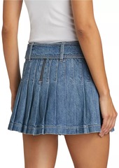 Alice + Olivia Mera Pleated Denim Belted Miniskirt