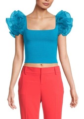 Alice + Olivia Merida Ruffle Knit Top