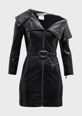 Alice + Olivia Miara Vegan Leather Asymmetric Moto Dress