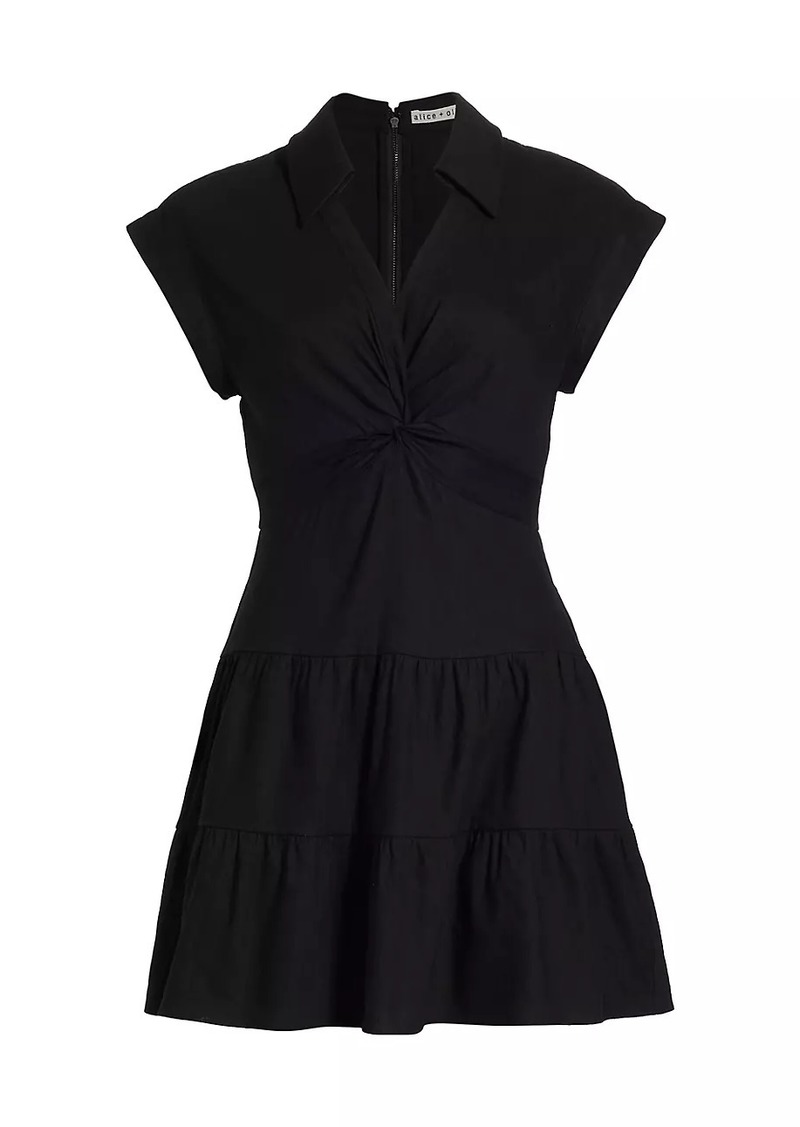 Alice + Olivia Mila Linen-Blend Twist Minidress