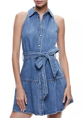 Alice + Olivia Miranda Denim Tie-Waist Minidress