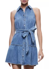 Alice + Olivia Miranda Denim Tie-Waist Minidress