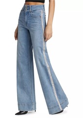 Alice + Olivia Missa Crystal Stripe Wide-Leg Jeans