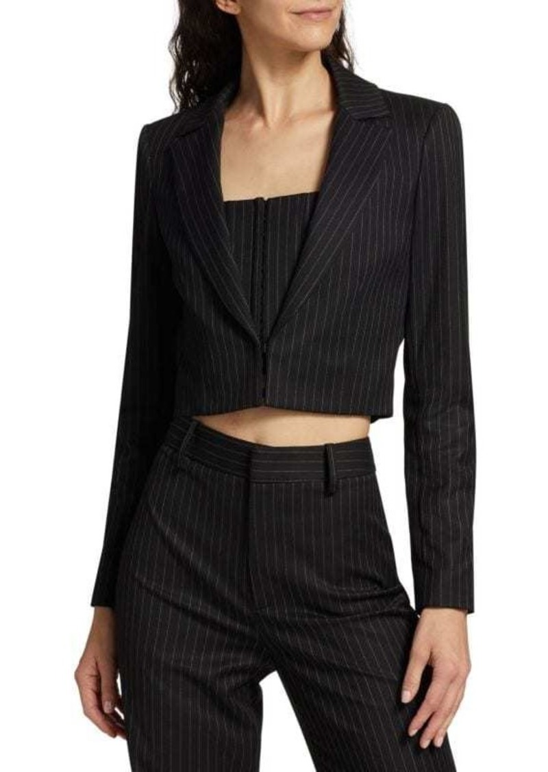 Alice + Olivia Mya Pinstripe Cropped Blazer