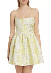 Alice + Olivia Nat Floral Metallic Jacquard Minidress