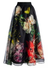 Alice + Olivia Nilda Floral Silk Organza Maxi Skirt