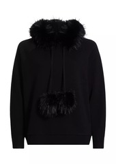 Alice + Olivia Oscar Faux Fur-Trimmed Knit Hoodie