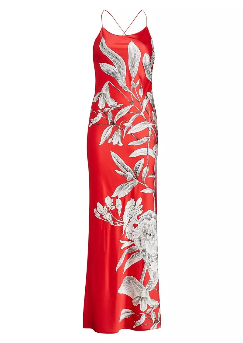 Alice + Olivia Paloma Floral Satin Maxi Dress