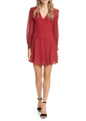 Alice + Olivia Polly Red Leopard Print Long Sleeve Fit & Flare Dress