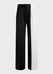 Alice + Olivia Pompey High-Rise Wide-Leg Colorblock Pants