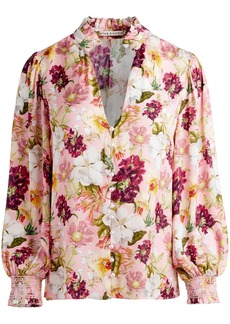 Alice + Olivia Reilly floral-print satin blouse