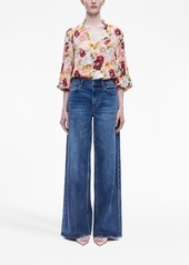 Alice + Olivia Reilly floral-print satin blouse