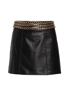 Alice + Olivia Rizo Faux Leather Chain Miniskirt