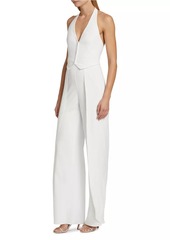 Alice + Olivia Robin Mixed-Media Halterneck Jumpsuit