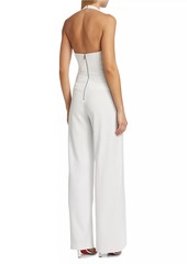 Alice + Olivia Robin Mixed-Media Halterneck Jumpsuit