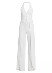 Alice + Olivia Robin Mixed-Media Halterneck Jumpsuit