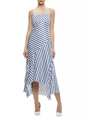 Alice + Olivia Rosa Asymmetric Striped Midi-Dress