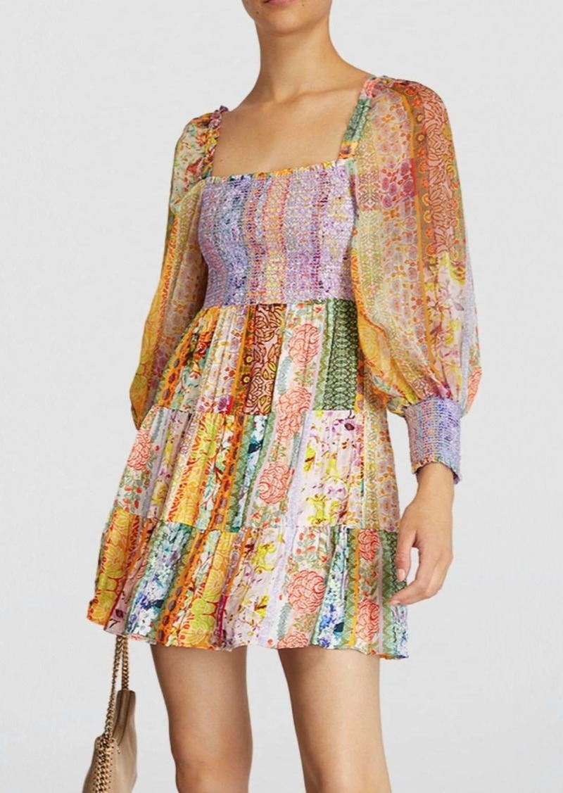 Alice + Olivia Rowen Puff Sleeve Tiered Skirt Tunic Chiffon Mini Dress in Floral