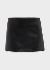 Alice + Olivia Rubi Contrast-Trim Vegan Leather Mini Skirt