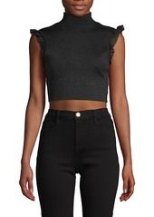 Alice + Olivia Ruffle-Trimmed Cropped Top