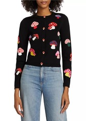 Alice + Olivia Ruthy Mushroom Wool-Blend Cardigan