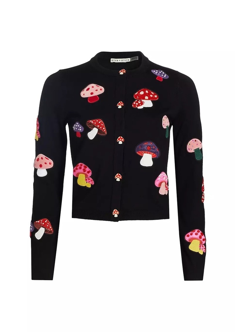 Alice + Olivia Ruthy Mushroom Wool-Blend Cardigan