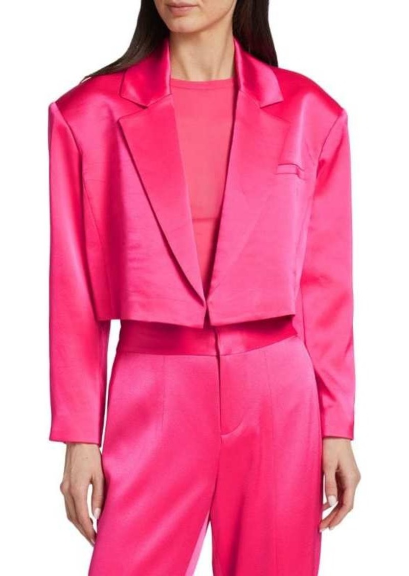 Alice + Olivia Shan Cropped Satin Blazer