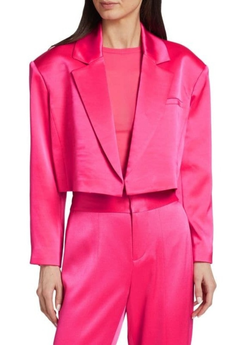 Alice + Olivia Shan Cropped Satin Blazer