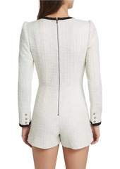 Alice + Olivia Shiloh Tweed Long-Sleeve Romper