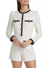 Alice + Olivia Shiloh Tweed Long-Sleeve Romper