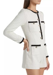 Alice + Olivia Shiloh Tweed Long-Sleeve Romper