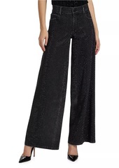 Alice + Olivia Trish Crystal-Embellished Wide-Leg Jeans