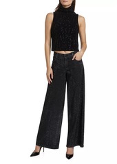 Alice + Olivia Trish Crystal-Embellished Wide-Leg Jeans