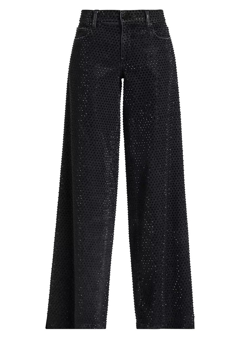 Alice + Olivia Trish Crystal-Embellished Wide-Leg Jeans