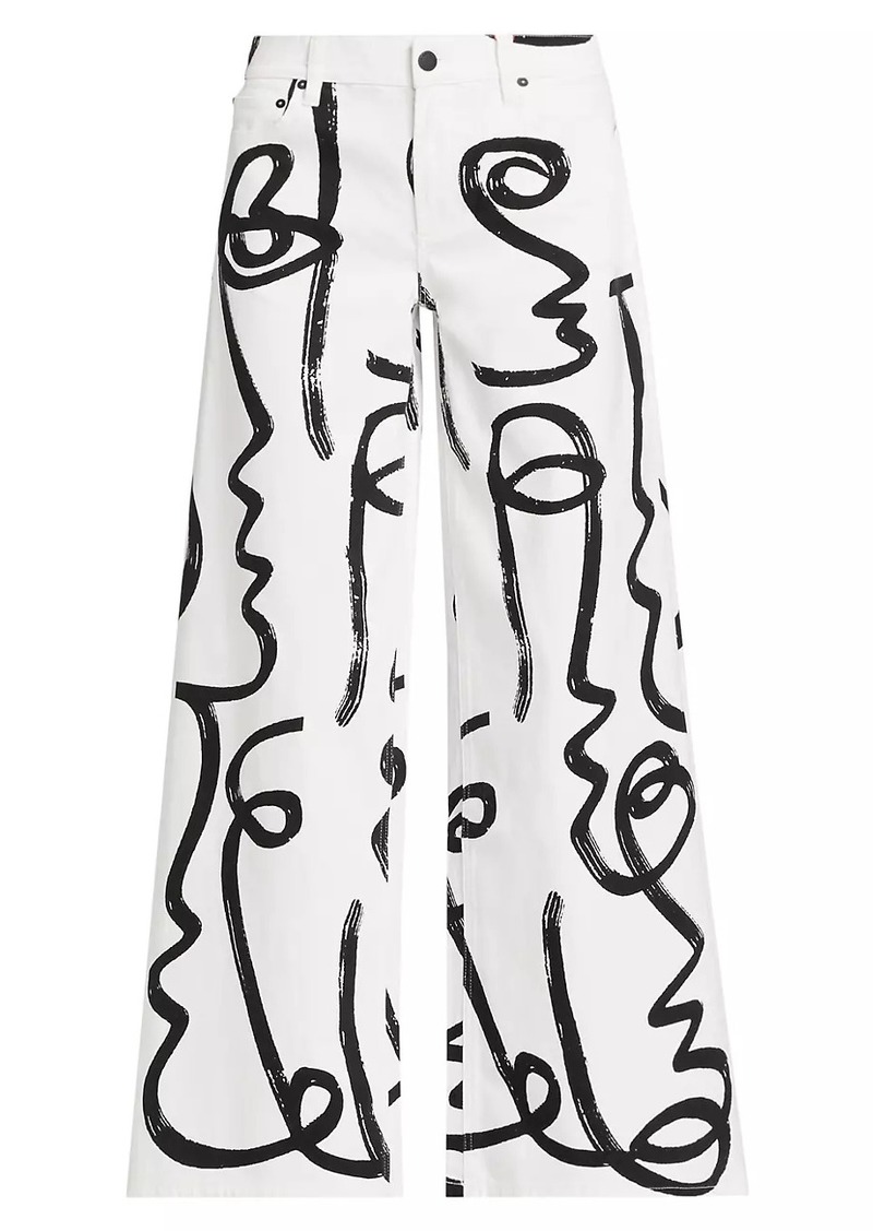 Alice + Olivia Trish Painted Faces Baggy Jeans