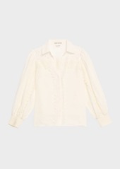 Alice + Olivia Venty Button-Front Linen Blouse 