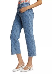 Alice + Olivia Weezy Faux-Pearl Quilted Cropped Jeans