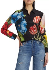 Alice + Olivia Willa Floral Silk Blouse