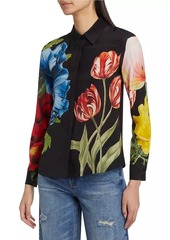 Alice + Olivia Willa Floral Silk Blouse