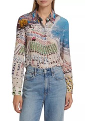 Alice + Olivia Willa Printed Silk Shirt