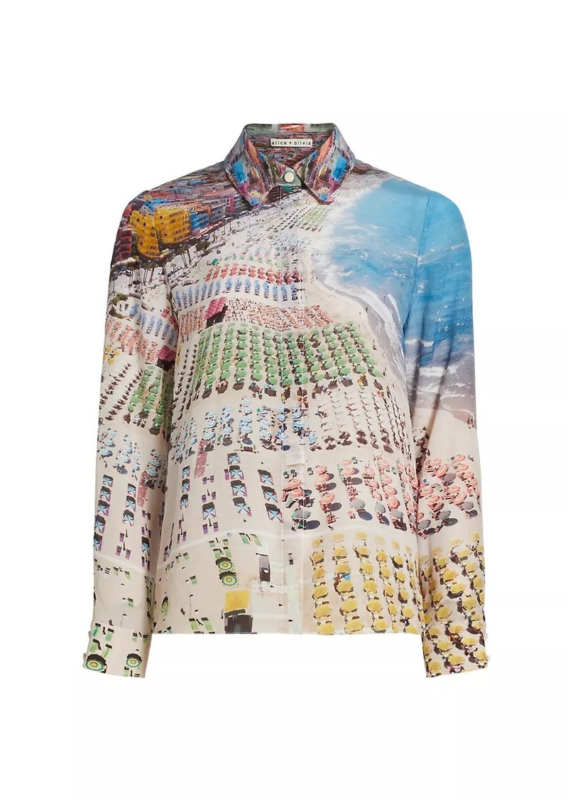 Alice + Olivia Willa Printed Silk Shirt