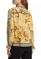 Alice + Olivia Willa Scarf-Print Silk Blouse