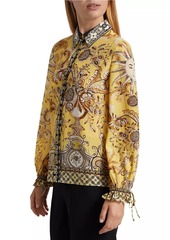 Alice + Olivia Willa Scarf-Print Silk Blouse