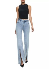 Alice + Olivia Winslow Mid-Rise Slim-Fit Slit Jeans