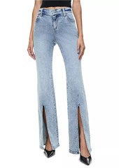 Alice + Olivia Winslow Mid-Rise Slim-Fit Slit Jeans