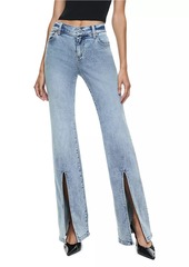 Alice + Olivia Winslow Mid-Rise Slim-Fit Slit Jeans